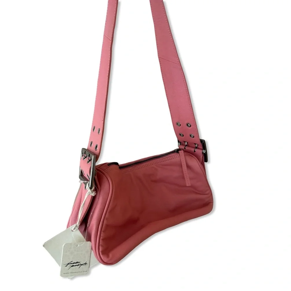 Free People Arm Candy Bag pink Shoulder purse leather NWT Y2K style - Picture 5 of 12